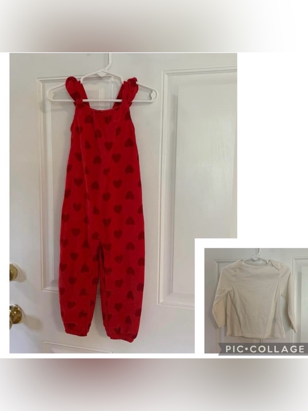 18M Cat & Jack red corduroy Valentine heart romper/long sleeve top. In EUC!